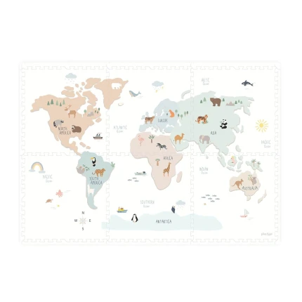 Dwustronna Mata Piankowa TILOO 3w1, 120x180cm - Worldmap / Play&Go