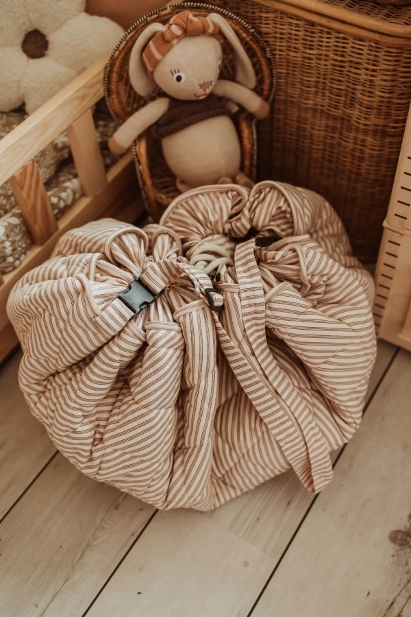 Mata i Worek na Zabawki NOOMAD Soft 3w1 Organic - Stripes Brown / Play&Go