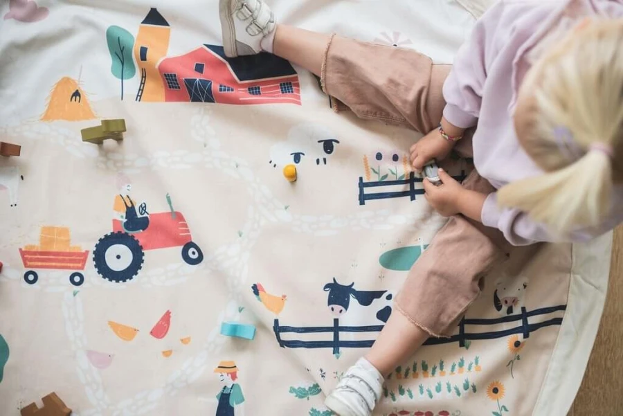 Worek na Zabawki i Mata do Zabawy 2w1 - Farm / Play&Go
