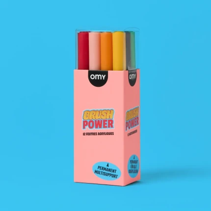 Markery akrylowe pędzelkowe Brush Power 12 szt. / OMY