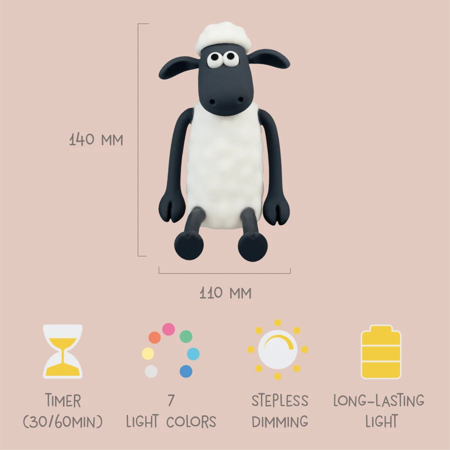 Lampka nocna BARANEK SHAUN Ciepła biel/RGB ze ściemniaczem / Eggy&Friends