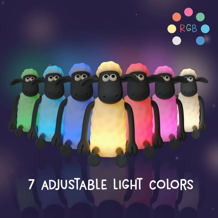 Lampka nocna BARANEK SHAUN Ciepła biel/RGB ze ściemniaczem / Eggy&Friends