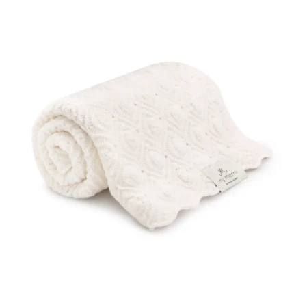 Kocyk ze 100% wełny merino cream Pearl - premium collection / My Memi