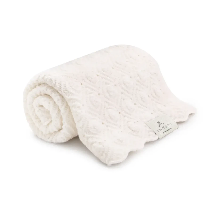 Kocyk ze 100% wełny merino cream Pearl - premium collection / My Memi