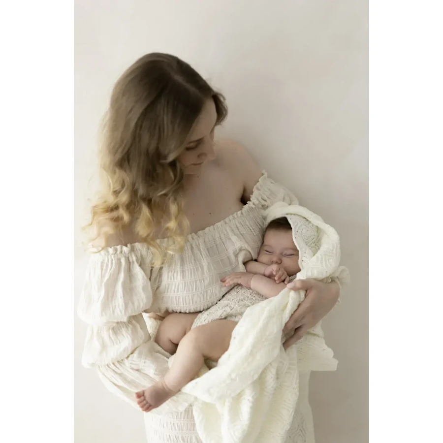 Kocyk ze 100% wełny merino cream Pearl - premium collection / My Memi