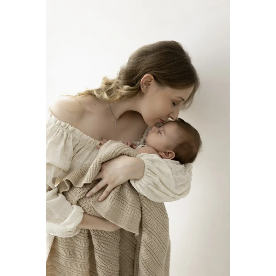 Kocyk ze 100% wełny merino warm beige Fjord - premium collection / My Memi