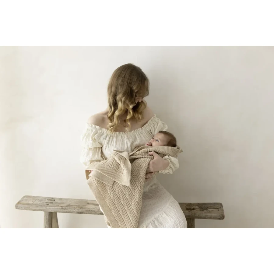 Kocyk ze 100% wełny merino warm beige Fjord - premium collection / My Memi