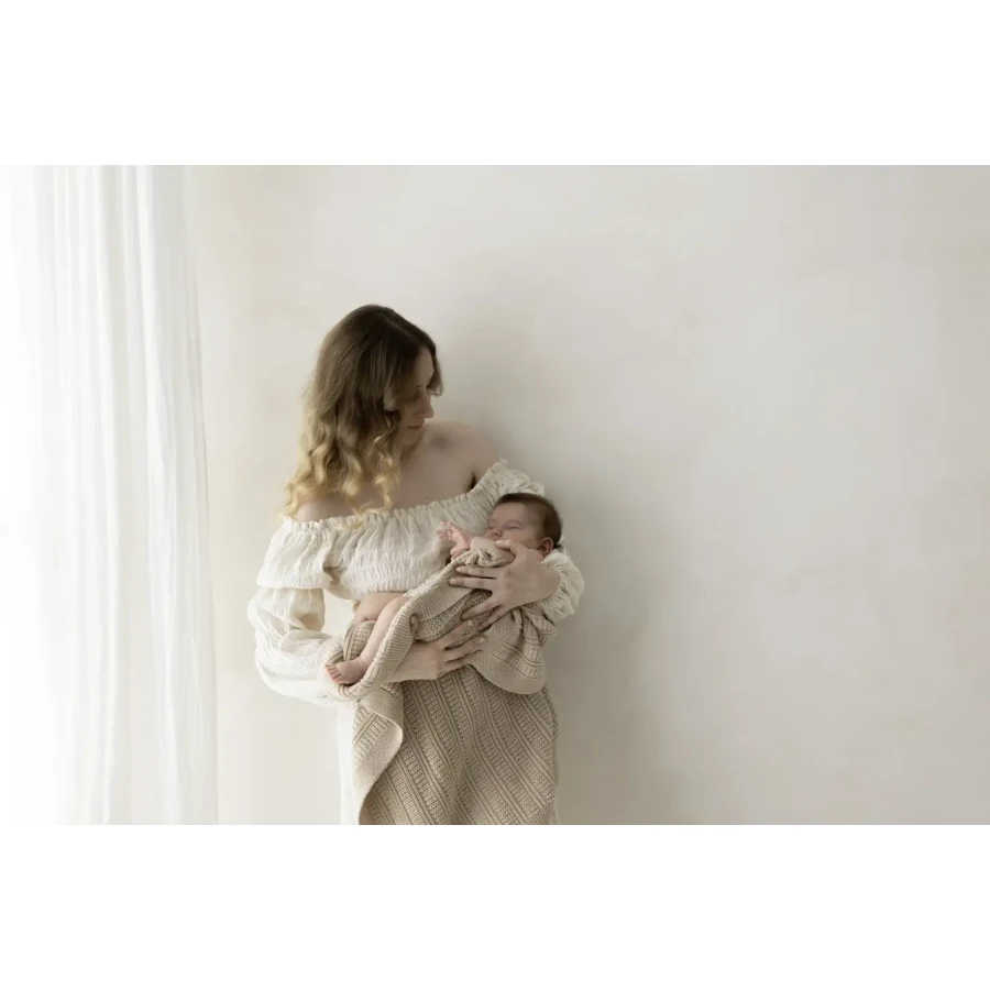 Kocyk ze 100% wełny merino warm beige Fjord - premium collection / My Memi