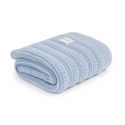 Kocyk ze 100% wełny merino baby blue Fjord - premium collection / My Memi