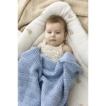 Kocyk ze 100% wełny merino baby blue Fjord - premium collection / My Memi