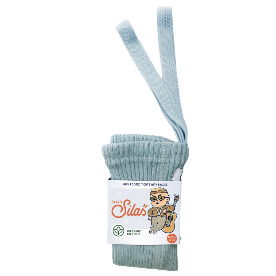 Rajstopki bawełniane ze stopkami Hippy Footed - Misty Blue / Silly Silas