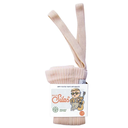 Rajstopki bawełniane ze stopkami Hippy Footed - Silky Peach / Silly Silas