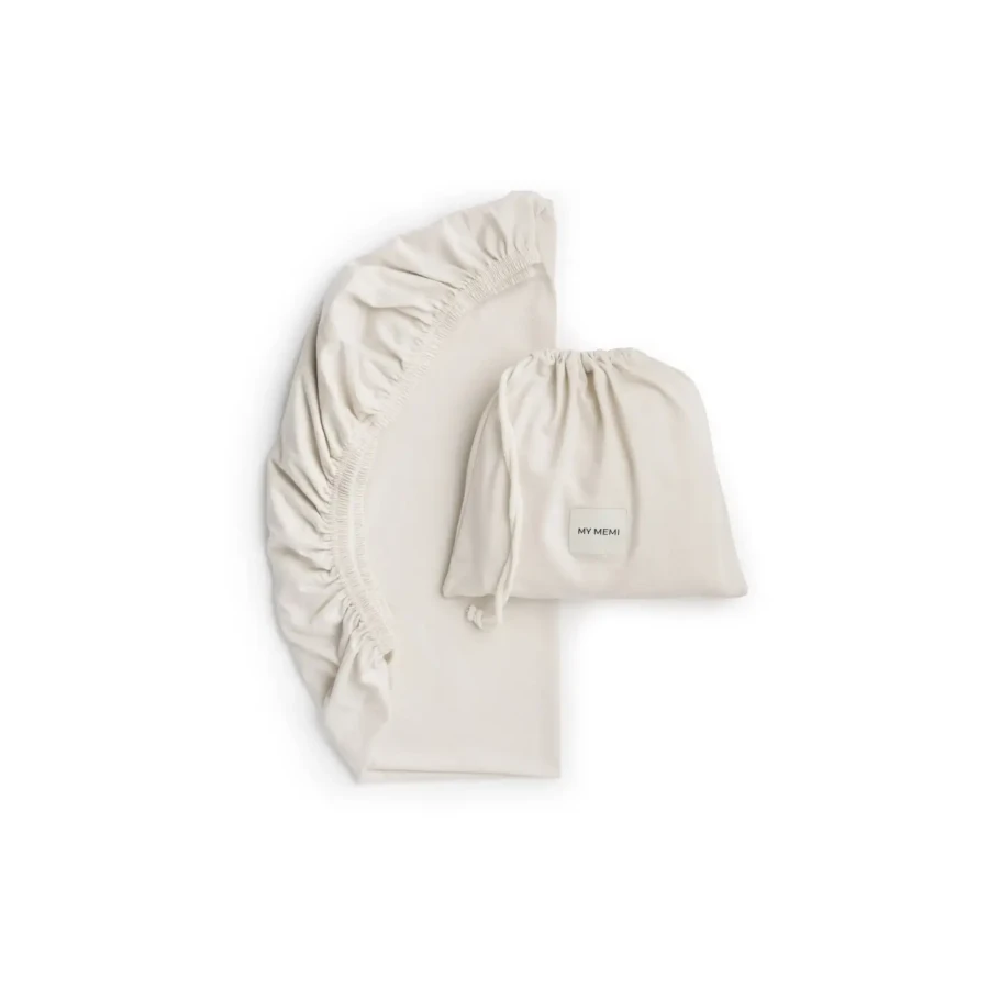 Prześcieradło z bawełny organicznej do łóżeczka dziecięcego 60x120 - light beige / My Memi