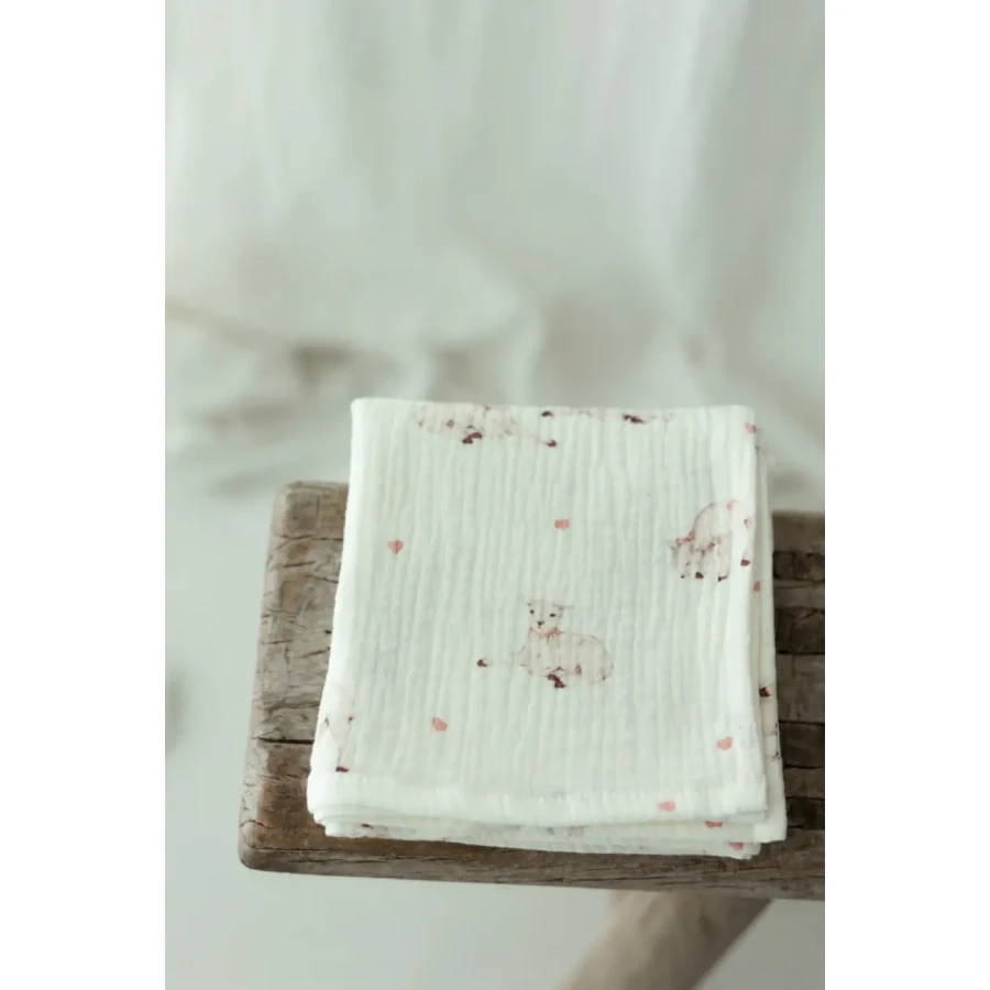 4-pak pieluszek muślinowych z bawełny organicznej 35x35 - little sheeps / My Memi