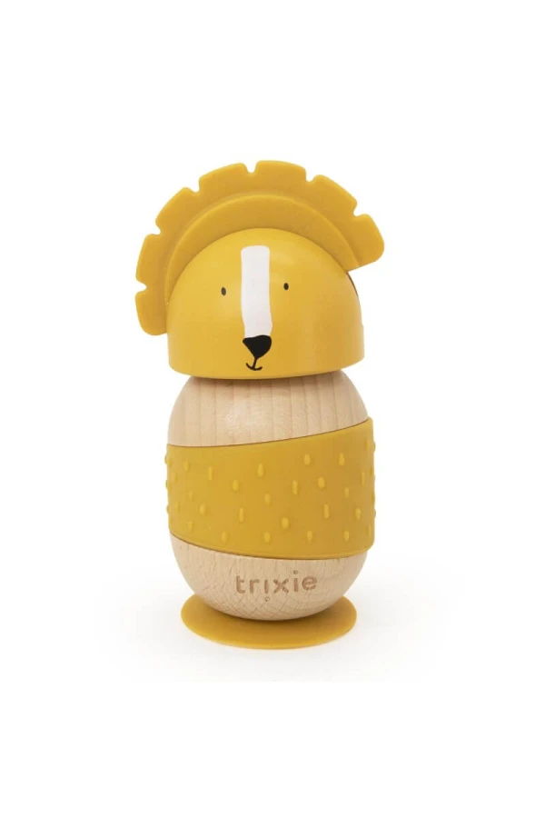 Drewniana silikonowa zabawka do bujania - Lew / Trixie
