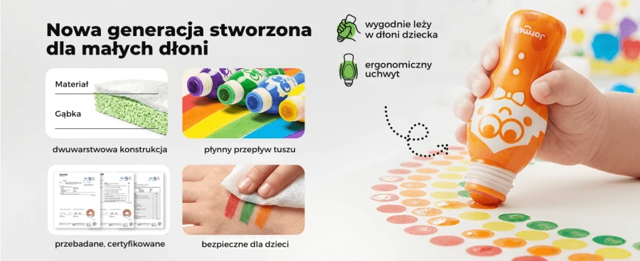 Markery stempelkowe bingo dla dzieci, łatwy chwyt, zmywalne, 6 kolorów, 3+ / Jarmelo