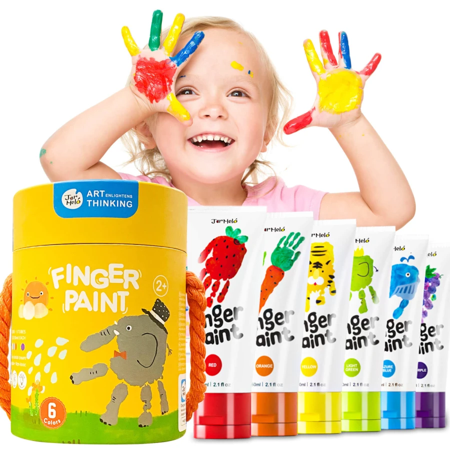 Farby do malowania palcami dla dzieci, 6 kolorów, 60ml, 2+ / Jarmelo