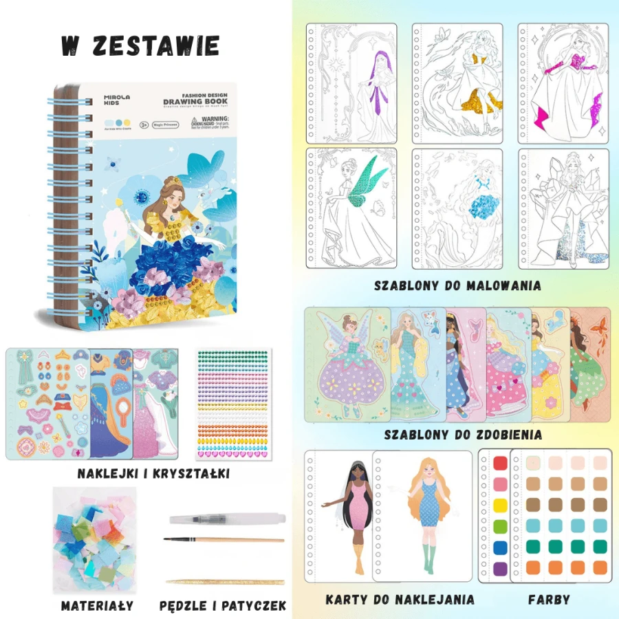 Zeszyt Kreatywny, Magiczne Księżniczki - Projektowanie Mody, 1000+ elementów, 3+ / Jarmelo
