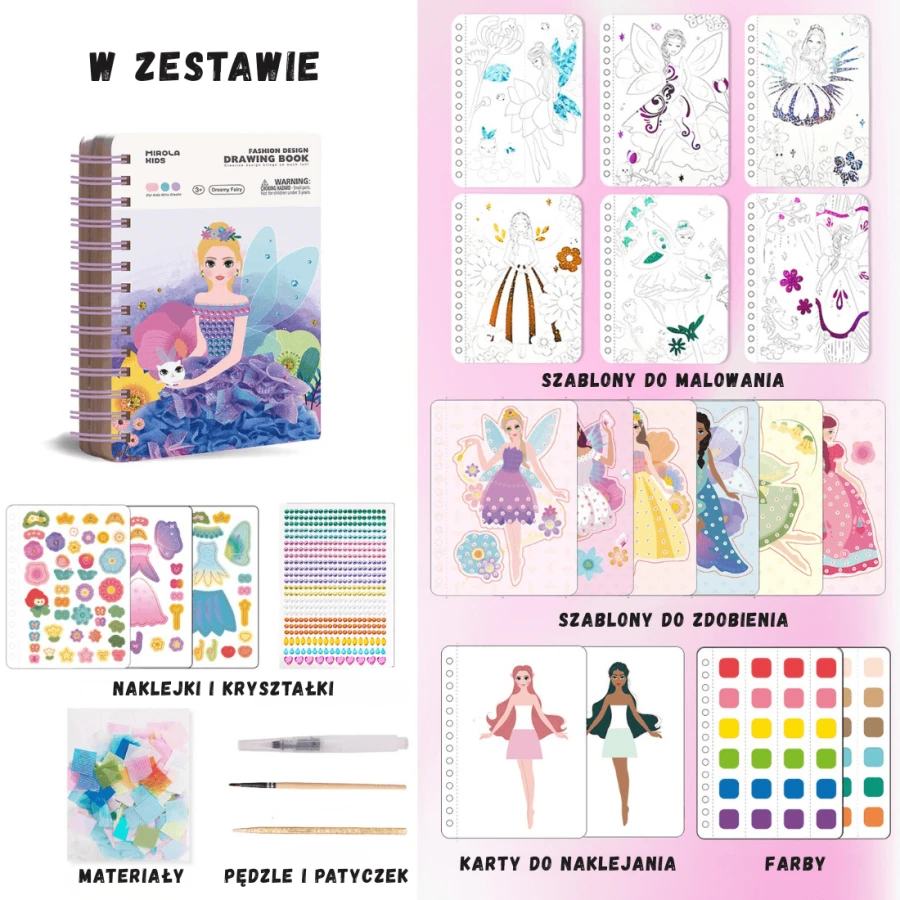 Zeszyt Kreatywny, Magiczne Wróżki - Wbijanie, Diamenciki, Farby, Naklejki, 1000+ elementów, 3+ / Jarmelo