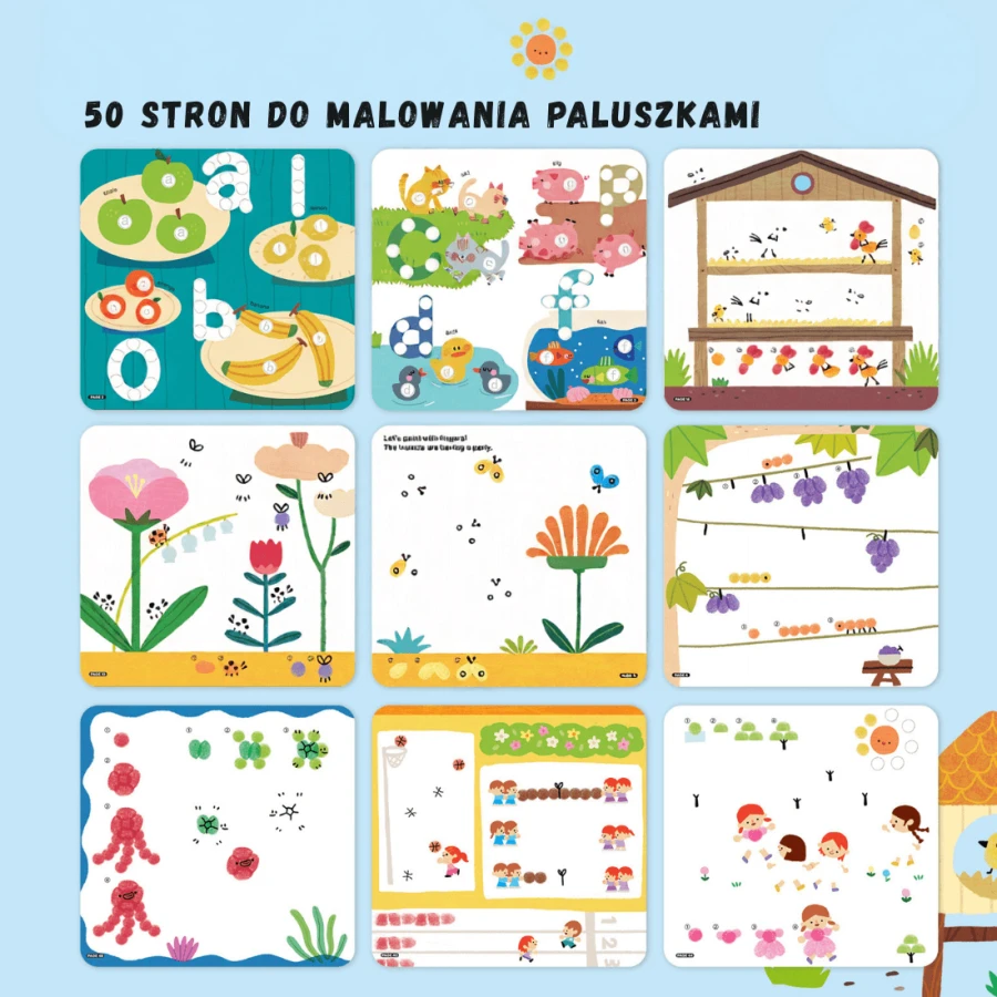 Kreatywna książeczka do malowania palcami, motyw leśny, 12 gąbek, 3+ / Jarmelo