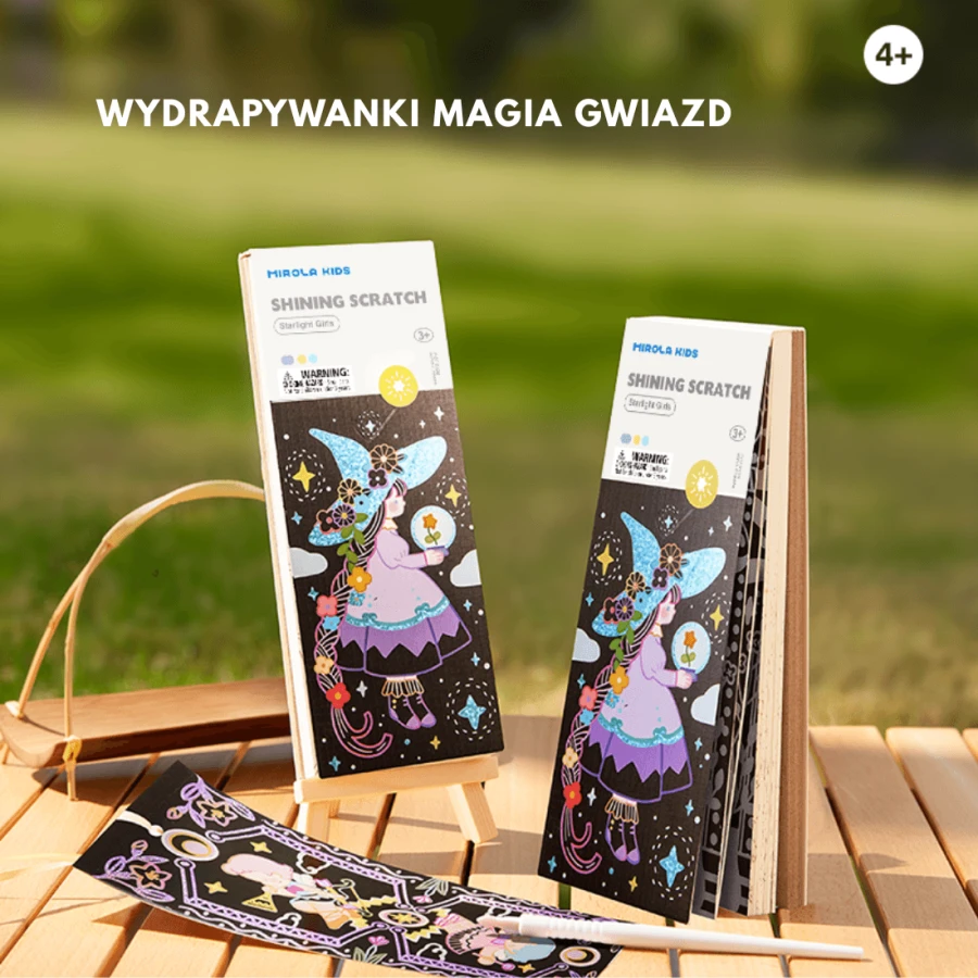 Wydrapywanki Magia Gwiazd - 25 str., Holograficzny Brokat, Rysik + Pędzelek / Jarmelo