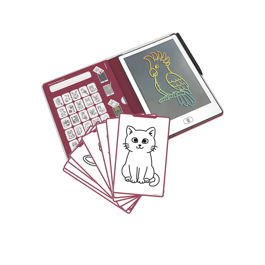 Tablet graficzny z szablonami do rysowania KIDYDRAW-MINI - pets / Kidywolf