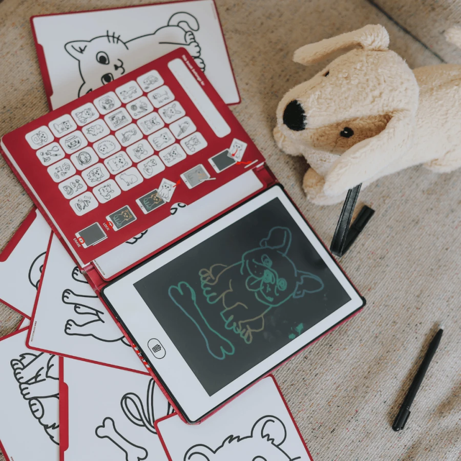 Tablet graficzny z szablonami do rysowania KIDYDRAW-MINI - pets / Kidywolf