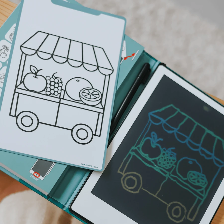 Tablet graficzny z szablonami do rysowania KIDYDRAW-MINI - My little market / Kidywolf