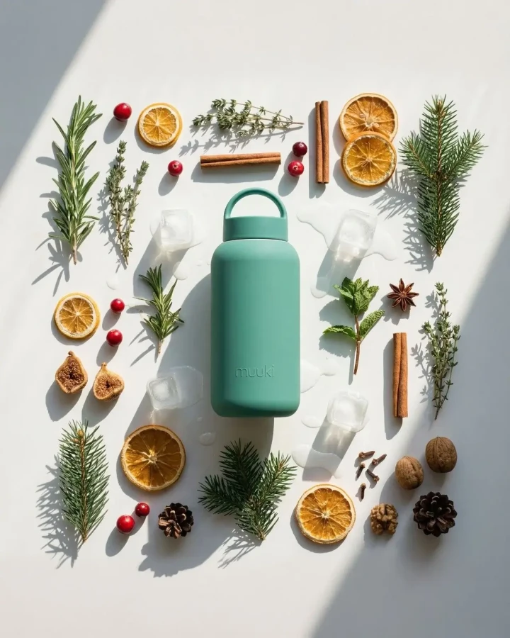 Szklana butelka Daily Bottle, 720 ml - Frosted Green / Muuki