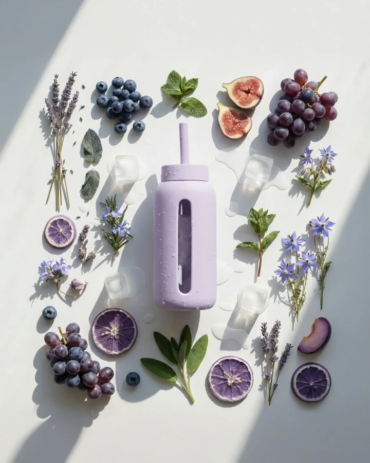 Szklana butelka Daily Bottle, 720 ml - Pastel Lilac / Muuki
