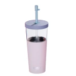 Kubek termiczny ze słomką Marina - pastel pink, 850 ml / Asobu