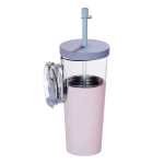 Kubek termiczny ze słomką Marina - pastel pink, 850 ml / Asobu