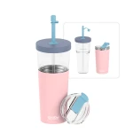 Kubek termiczny ze słomką Marina - pastel pink, 850 ml / Asobu