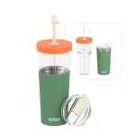 Kubek termiczny ze słomką Marina - pastel green, 850 ml / Asobu