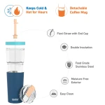 Kubek termiczny ze słomką Marina - pastel blue, 850 ml / Asobu
