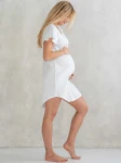 Koszula nocna do porodu GOODNIGHT KISS - biała / Latte Mama