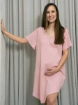 Koszula nocna do porodu GOODNIGHT KISS - różowa / Latte Mama