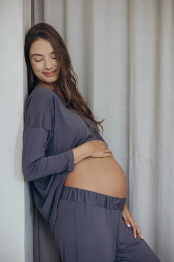 Spodnie ciążowe MOCHA - stalowe / Latte Mama