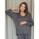 Longsleeve ciążowy i do karmienia MOCHA - stalowy / Latte Mama