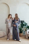 Longsleeve ciążowy i do karmienia MOCHA - stalowy / Latte Mama