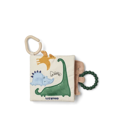 Miękka książeczka sensoryczna Fey - Dino Roar, Dove blue / Liewood