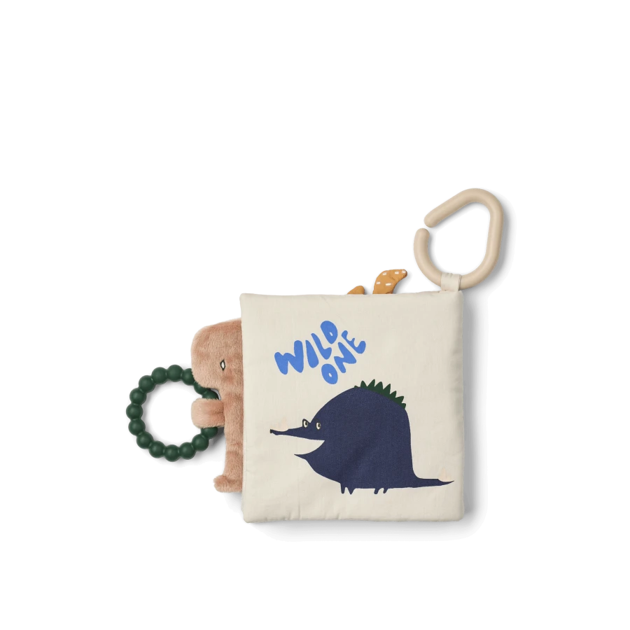 Miękka książeczka sensoryczna Fey - Dino Roar, Dove blue / Liewood