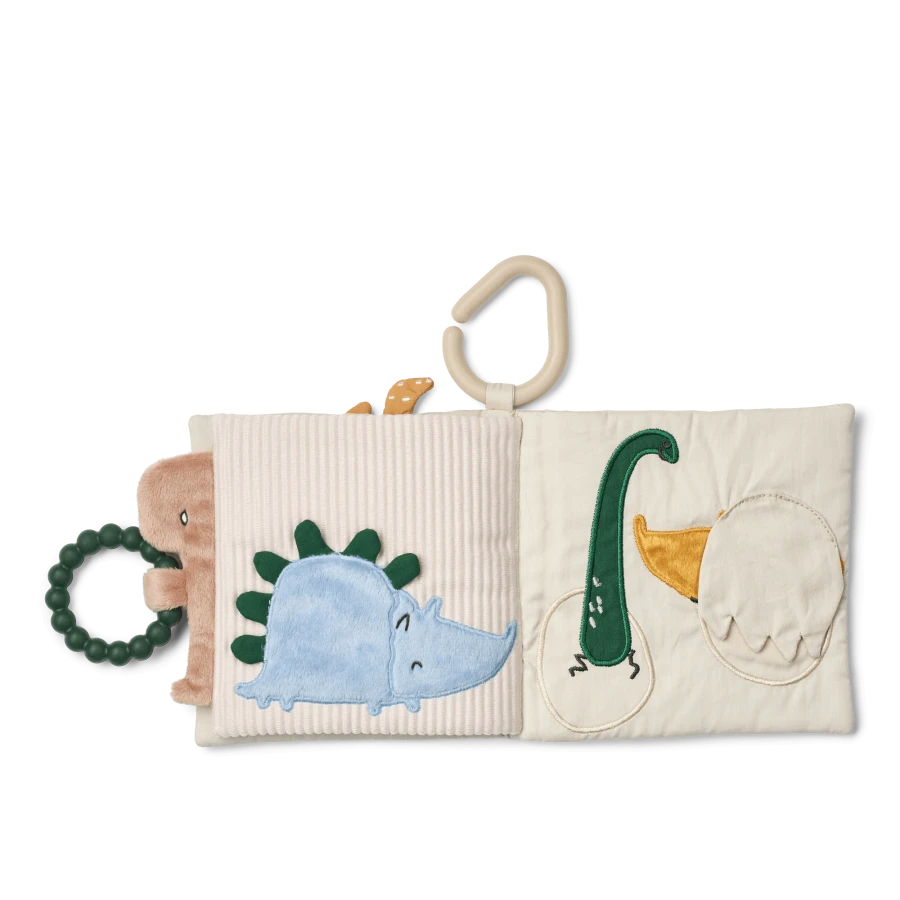 Miękka książeczka sensoryczna Fey - Dino Roar, Dove blue / Liewood