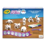 Figurki do malowania i mycia - zestaw zwierzątka 7 szt., flamastry zmywalne 5 szt., szczoteczka Scribble Scrubbie Unipets 3+ / Crayola