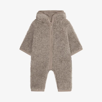 Kombinezon 100% wełny merino Teddy z podszewką - Camel Melange / HUTTEliHUT