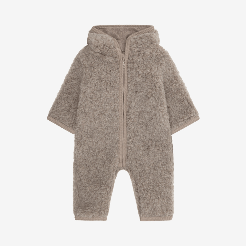 Kombinezon 100% wełny merino Teddy z podszewką - Camel Melange / HUTTEliHUT