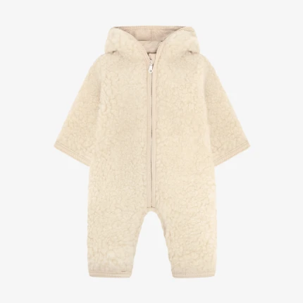 Kombinezon 100% wełny merino Teddy z podszewką - Cement / HUTTEliHUT