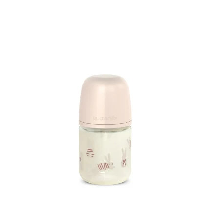 Butelka szklana SX Pro 120 ml, przepływ wolny - króliczek różowy / Suavinex