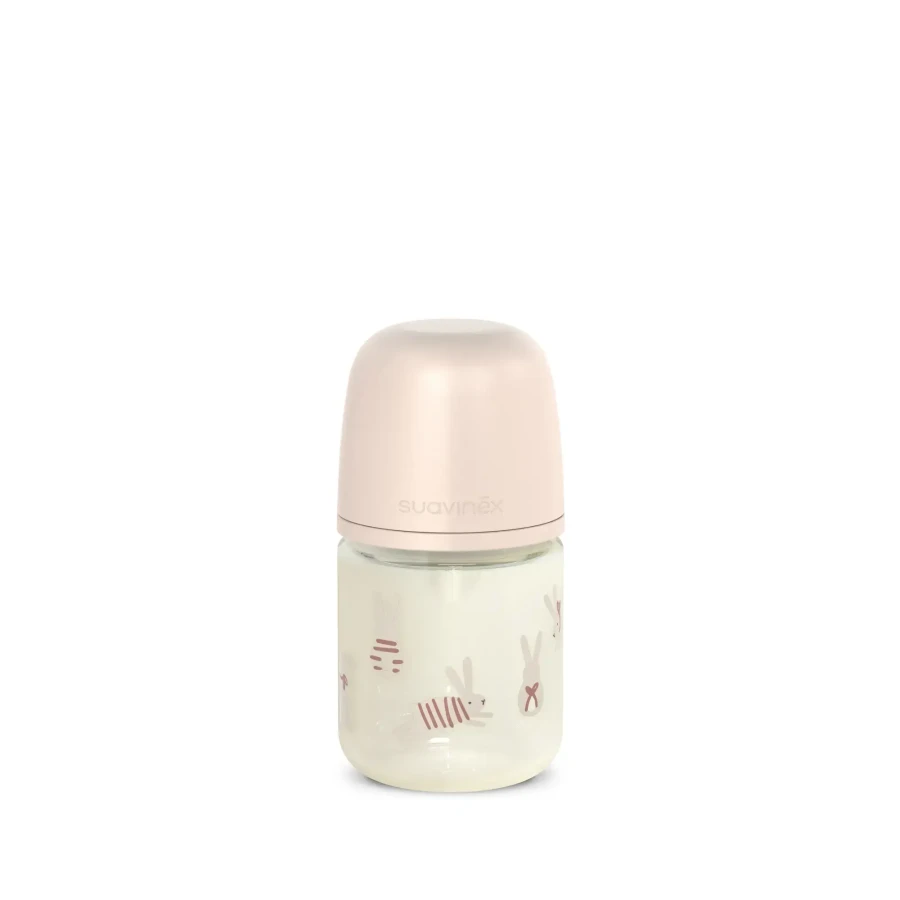 Butelka szklana SX Pro 120 ml, przepływ wolny - króliczek różowy / Suavinex