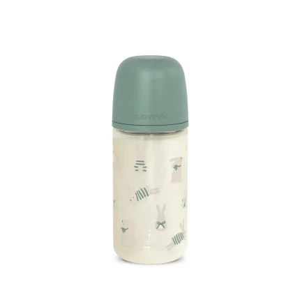 Butelka szklana SX Pro 240 ml, przepływ średni - króliczek zielony / Suavinex